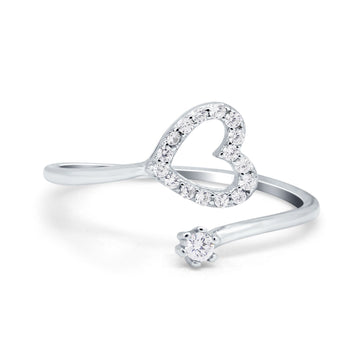 Round Heart Promise Eternity Ring Simulated CZ 925 Sterling Silver